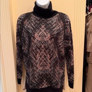 Karen Millen 100% Wool Turtleneck - Abstract Graphic Print - Size S